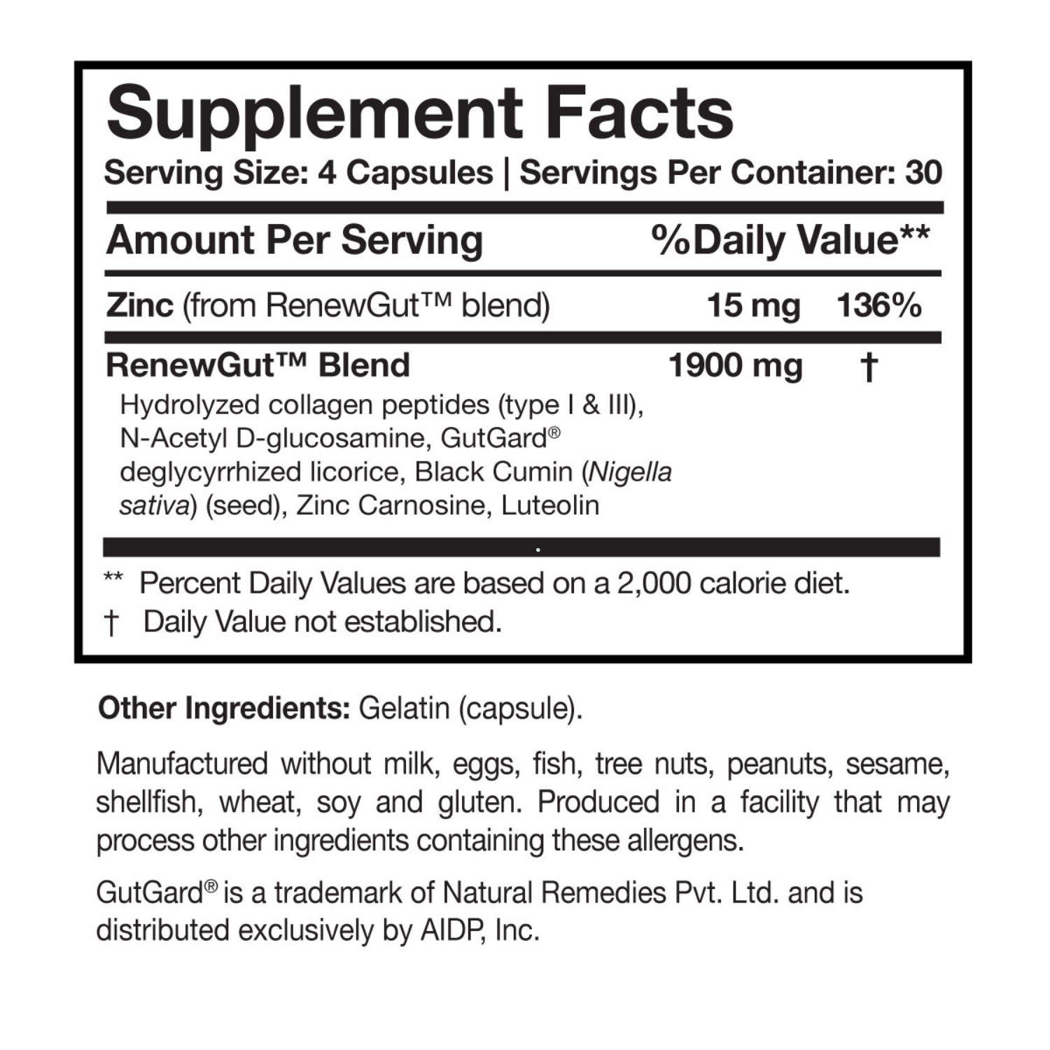 Researched Nutritionals RenewGut™ 120 Capsules