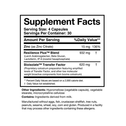 Researched Nutritionals Transfer Factor Rapid Response 120 Capsules