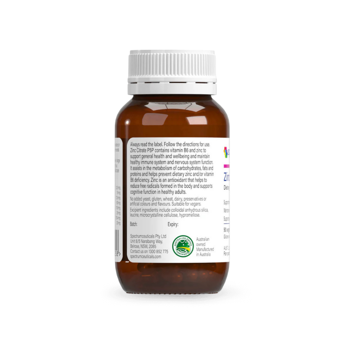 Spectrumceuticals Zinc Citrate P5P 90 Capsules